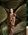 Side Sash Gold Dress