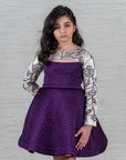 Girl's Purple Quilted Full Circle Dress with Hand-Embroidered Bolero – Perfect for Special Occasions - Swati Golyan