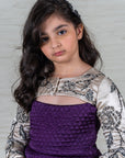 Girl's Purple Quilted Full Circle Dress with Hand-Embroidered Bolero – Perfect for Special Occasions - Swati Golyan