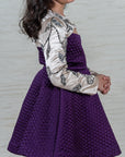 Girl's Purple Quilted Full Circle Dress with Hand-Embroidered Bolero – Perfect for Special Occasions - Swati Golyan