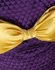 Girl's Purple Quilted Silk Dress with a Bow - Swati Golyan