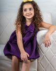 Violet Quilted Silk Balloon Dress for Girls – Perfect for Special Occasions - Swati Golyan