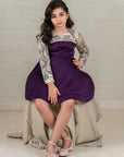 Girl's Purple Quilted Full Circle Dress with Hand-Embroidered Bolero – Perfect for Special Occasions - Swati Golyan