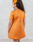 Girl's A-Line Quilted Silk Dress with Floral Appliques - Swati Golyan