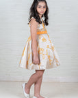Girl's Beige Hand Embroidered flower girl dress - Swati Golyan
