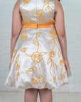 Girl's Beige Hand Embroidered flower girl dress - Swati Golyan