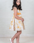 Girl's Beige Hand Embroidered flower girl dress - Swati Golyan