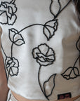 Girl's Beige Floral Embroidered Crop Top and Skirt Set - Swati Golyan