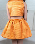 Orange Quilted Silk Waist Coat Skirt set for little Girls - Swati Golyan
