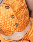 Orange Quilted Silk Waist Coat Skirt set for little Girls - Swati Golyan