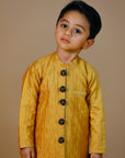 Yellow Handquilted Bandhgala - Swati Golyan