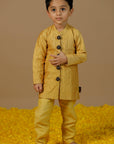 Yellow Handquilted Bandhgala - Swati Golyan
