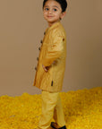 Yellow Handquilted Bandhgala - Swati Golyan