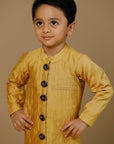 Yellow Handquilted Bandhgala - Swati Golyan