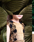Shoulder Flowers Cascade Gold Dress - Swati Golyan