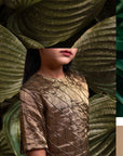 Quilted Look Gold Dress - Swati Golyan