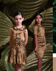 Quilted Look Gold Dress - Swati Golyan