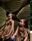3 Flowers Balloon Gold Dress - Swati Golyan
