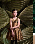 3 Flowers Balloon Gold Dress - Swati Golyan