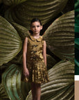 Swarowski Crystals 3 Bows Gold Dress - Swati Golyan