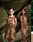 Swarowski Crystals 3 Bows Gold Dress - Swati Golyan