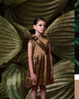 Gathered Side Panel Gold Dress - Swati Golyan