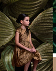 Gathered Side Panel Gold Dress - Swati Golyan