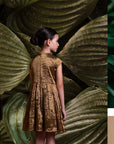 Gathered Side Panel Gold Dress - Swati Golyan