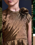 Gathered Side Panel Gold Dress - Swati Golyan