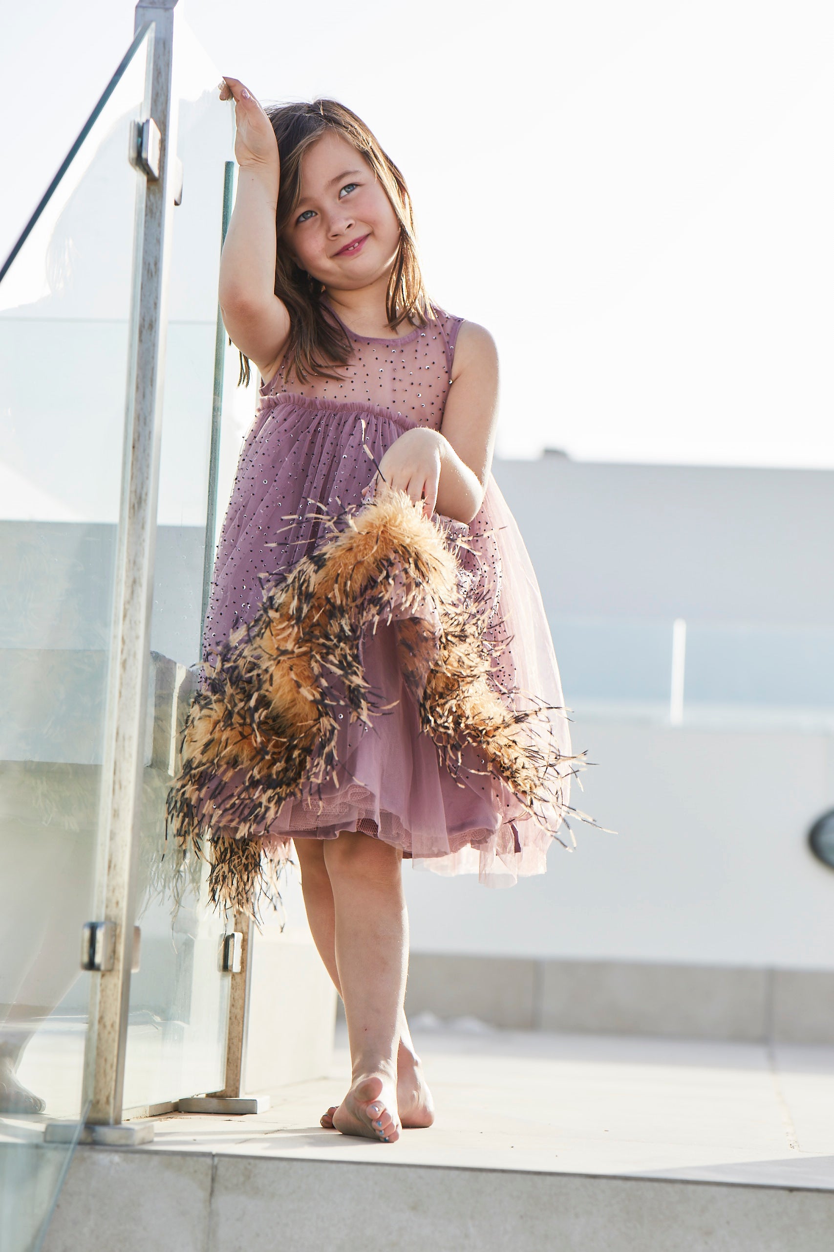 Handbeaded Yellow Feather Dress - Swati Golyan