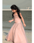 Girls Hand Embroidered Halter-neck Crop Top Lehenga Set - Swati Golyan