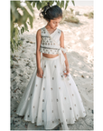 Offwhite Angrakha Crop top Lehenga Set - Swati Golyan
