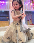 Gold Tissue Lehenga crop top set for girls - Swati Golyan