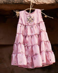 Hand Embroidered Flower Motif and Crochet Silk Organza Dress - Swati Golyan