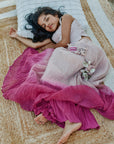 Hand Embroidered Ombre Dyed Spaghetti Top and Tasseled Lehenga Set - Swati Golyan