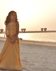 Hand Embroidered Spaghetti Top and Tasseled Lehenga Set - Swati Golyan