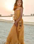 Hand Embroidered Spaghetti Top and Tasseled Lehenga Set - Swati Golyan
