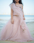 Hand Embroidered Spaghetti Top Lehenga Set with Tasseled Ruffled Dupatta - Swati Golyan