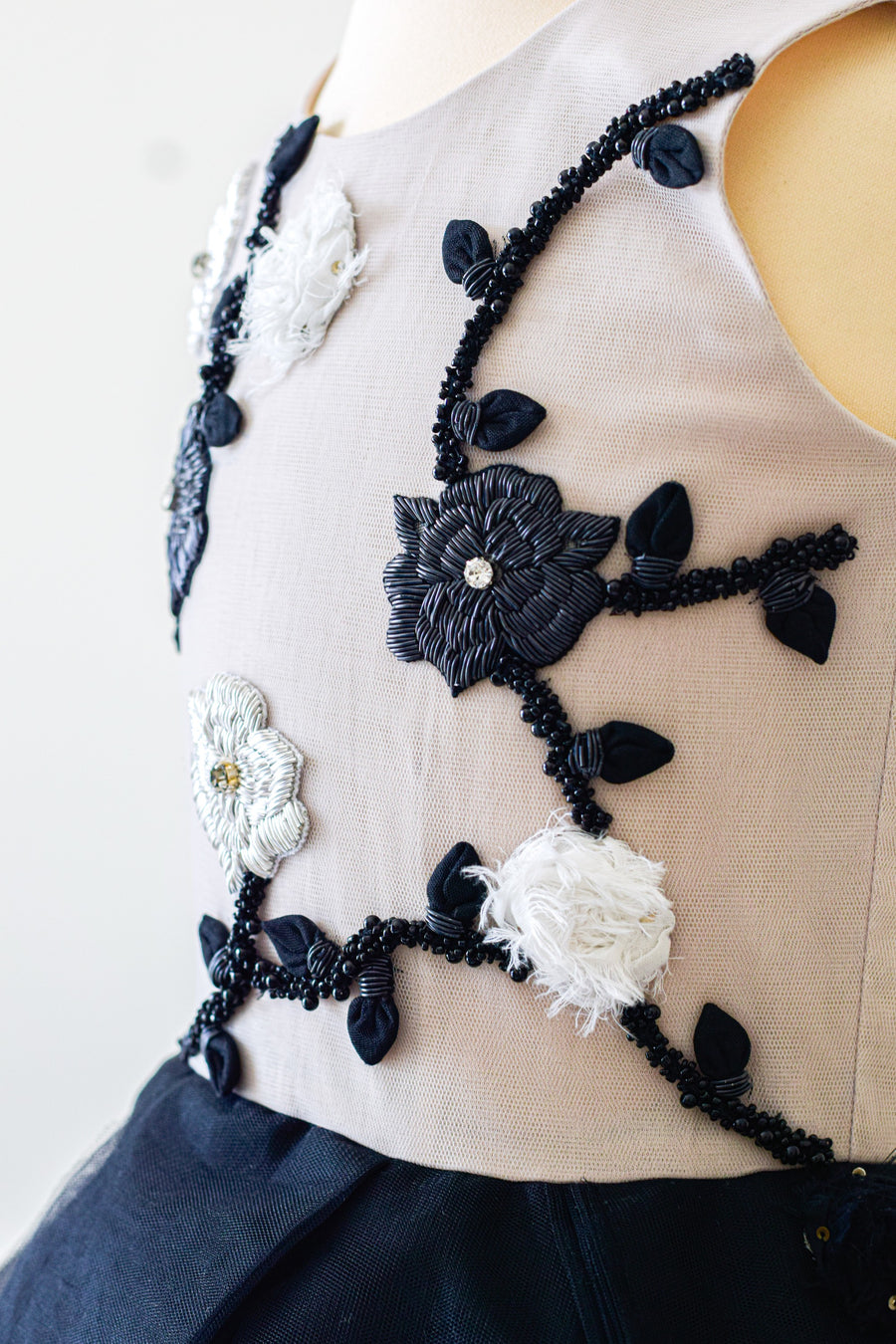 Hand Embroidered Bodice With Hand Pleated Skirt
