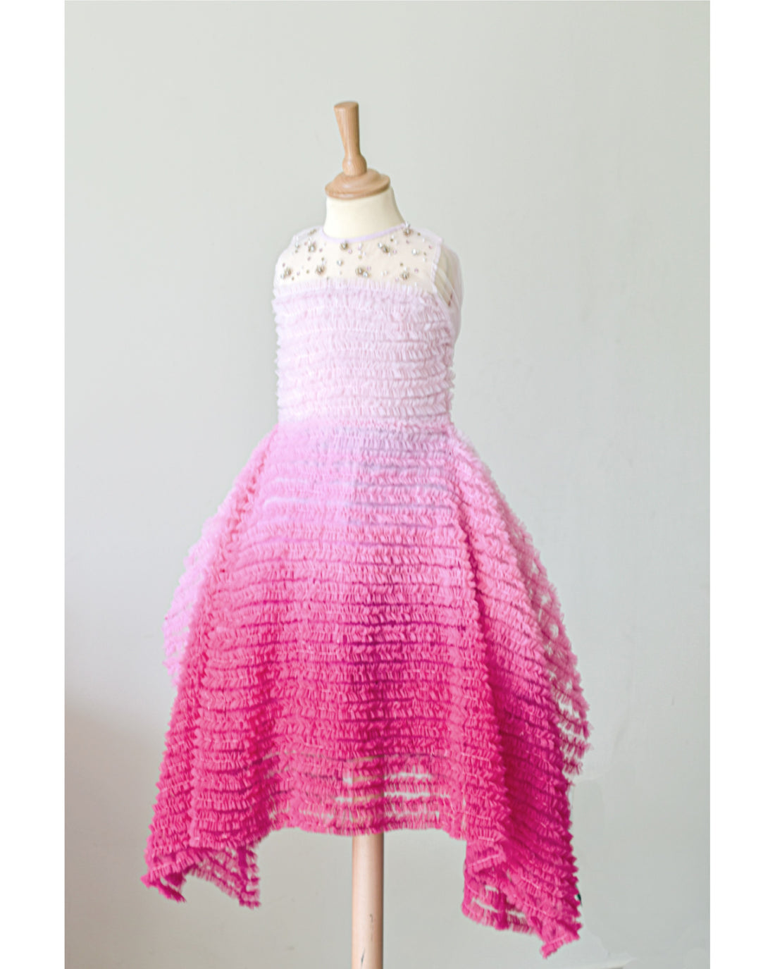 Frilled Asymmetrical Ombre Dress
