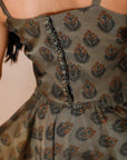 Girl 's Handblock Printed Chanderi Lehenga With Halter Neck Crop Top - Swati Golyan
