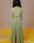 Girl's Handblock Printed Kota Doria Lehenga Crop Top Set - Swati Golyan