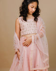 Gota Patti Pink Silk Organza Girls Lehenga set - Swati Golyan