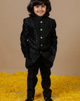 Boys Hand Embroidered Raw Silk Black Jodhpuri - Swati Golyan
