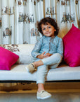 Boy's Powder Blue Chanderi Kurta Set - Swati Golyan
