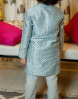 Boy's Powder Blue Chanderi Kurta Set - Swati Golyan