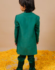 Boy's Green Mashru Silk Jodhpuri - Swati Golyan