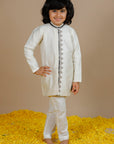 Boy's Offwhite Chevron Bandhgala - Swati Golyan
