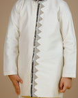 Boy's Offwhite Chevron Bandhgala - Swati Golyan