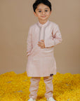 Boy's Powder Pink Hand Embroidered Cotton Kurta Set - Swati Golyan